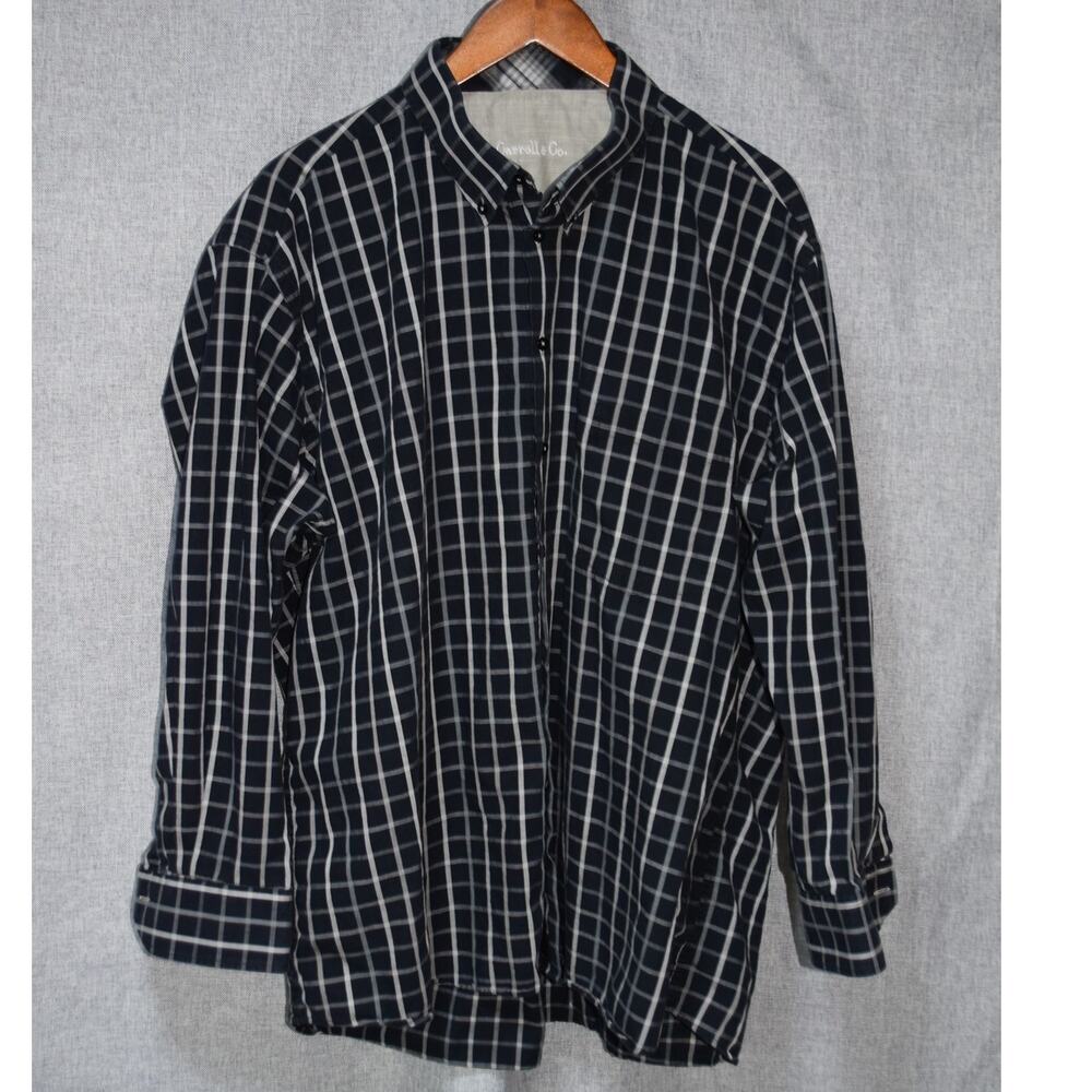 Carroll & Co. Navy Windowpane Plaid Button Down Shirt Men’s XL
